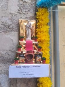 Traditional Saint Anthony street altar decorated for Lisbon's June celebrations.
